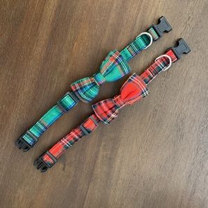 2 Classic Holiday Plaid Flannel Dog Collars (neck 12.9”-15.5”) Size Small